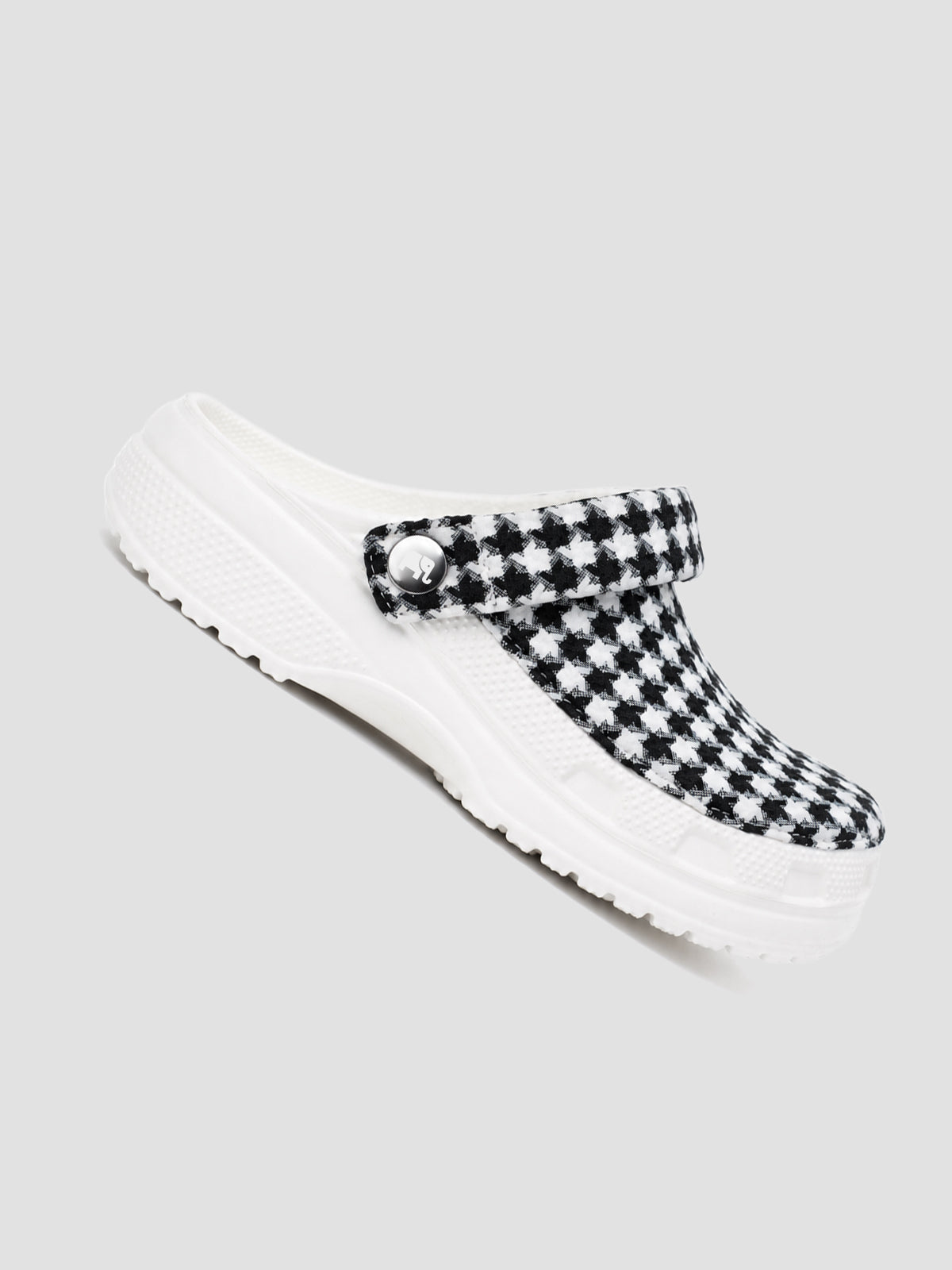 Black & White Chess Pattern Clogs for Women | Stylish Slip-On Casual Shoes