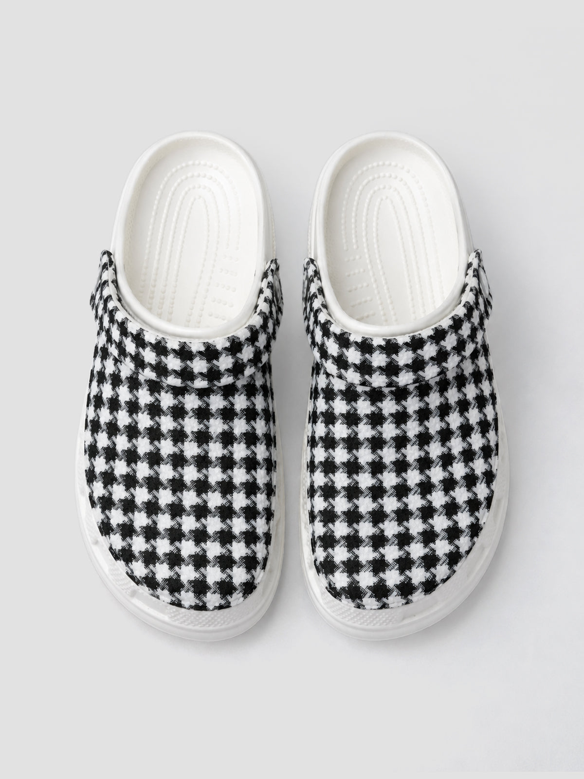 Black & White Chess Pattern Clogs for Women | Stylish Slip-On Casual Shoes