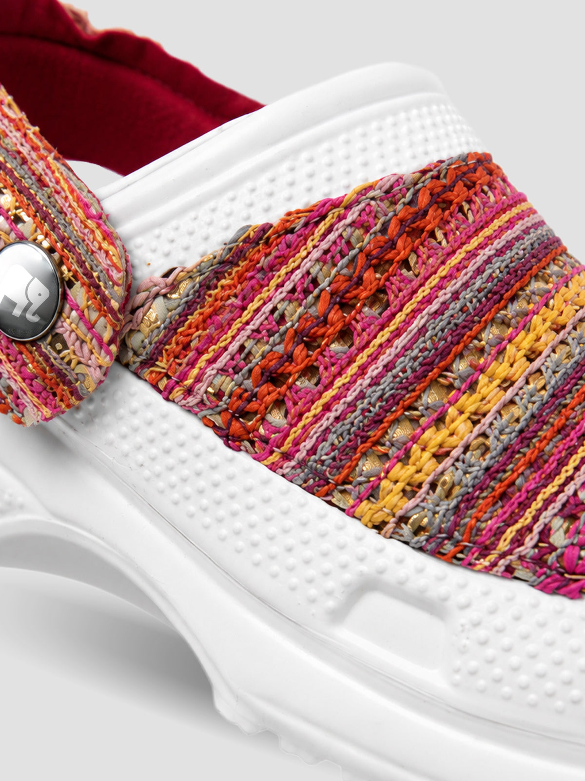 Multicolor Woven Clogs for Women | Stylish Slip-On Casual Shoes with Textured Fabric Design