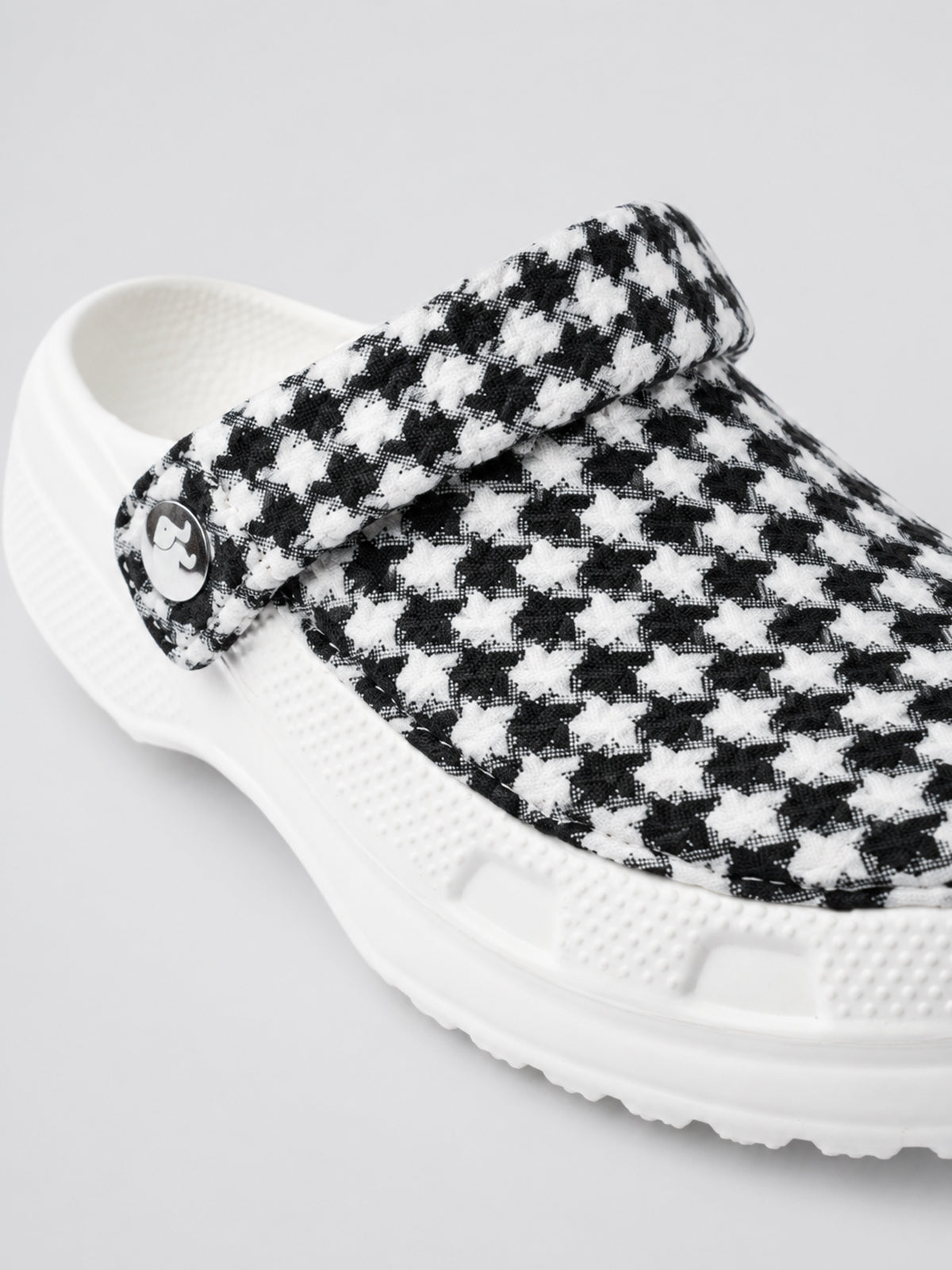 Black & White Chess Pattern Clogs for Women | Stylish Slip-On Casual Shoes