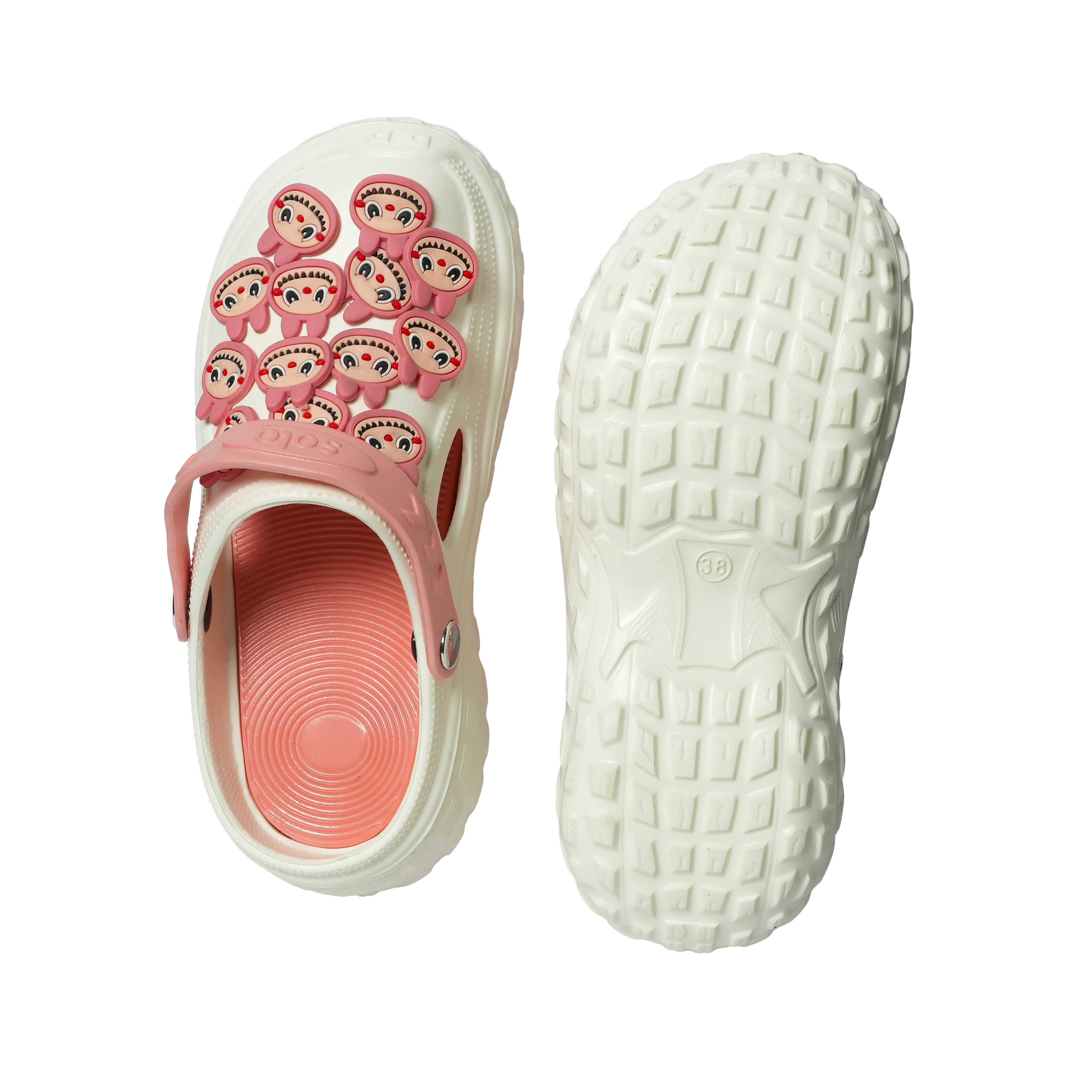 SOLA Women’s White Clogs with Bunny Charms – Lightweight & Comfy