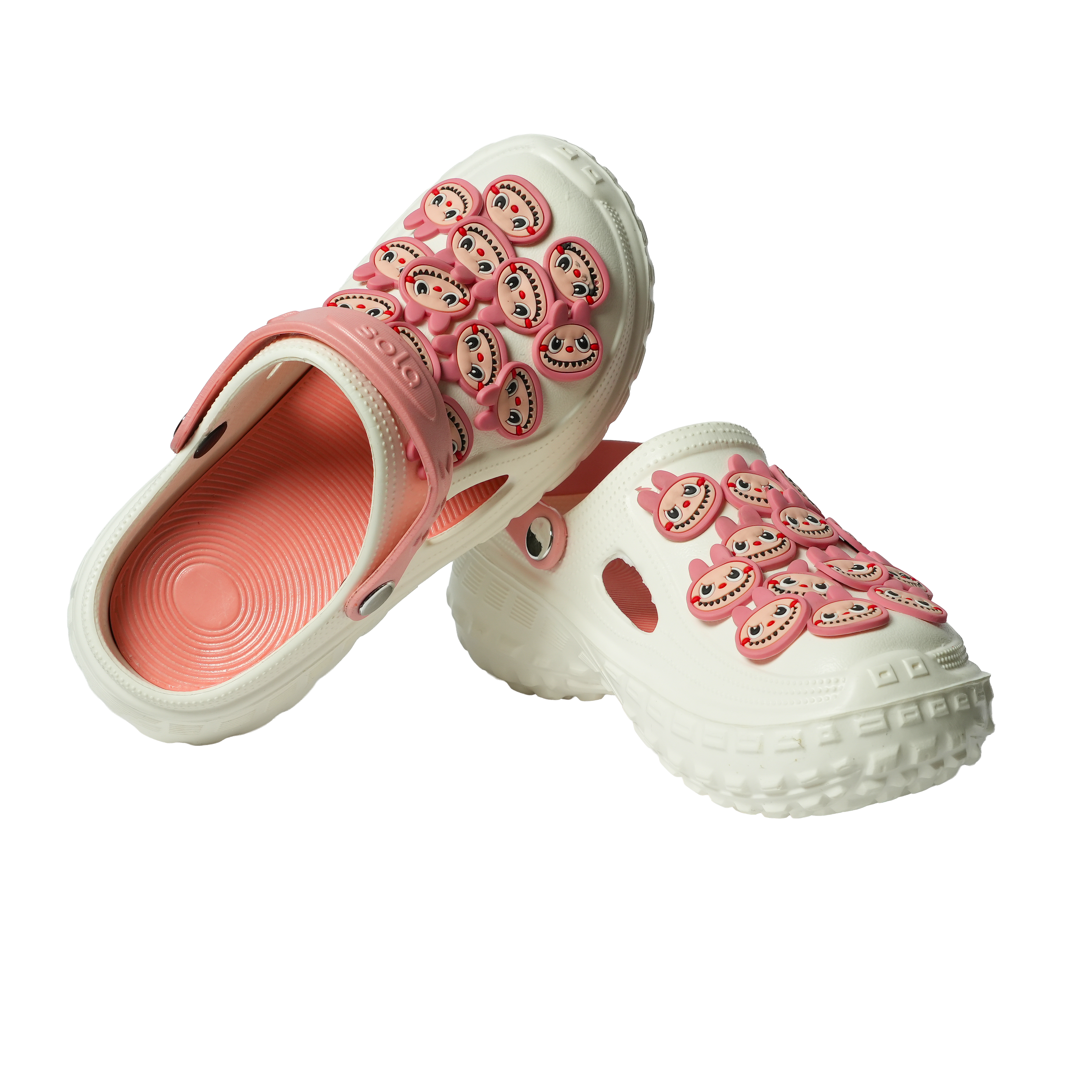 SOLA Women’s White Clogs with Bunny Charms – Lightweight & Comfy