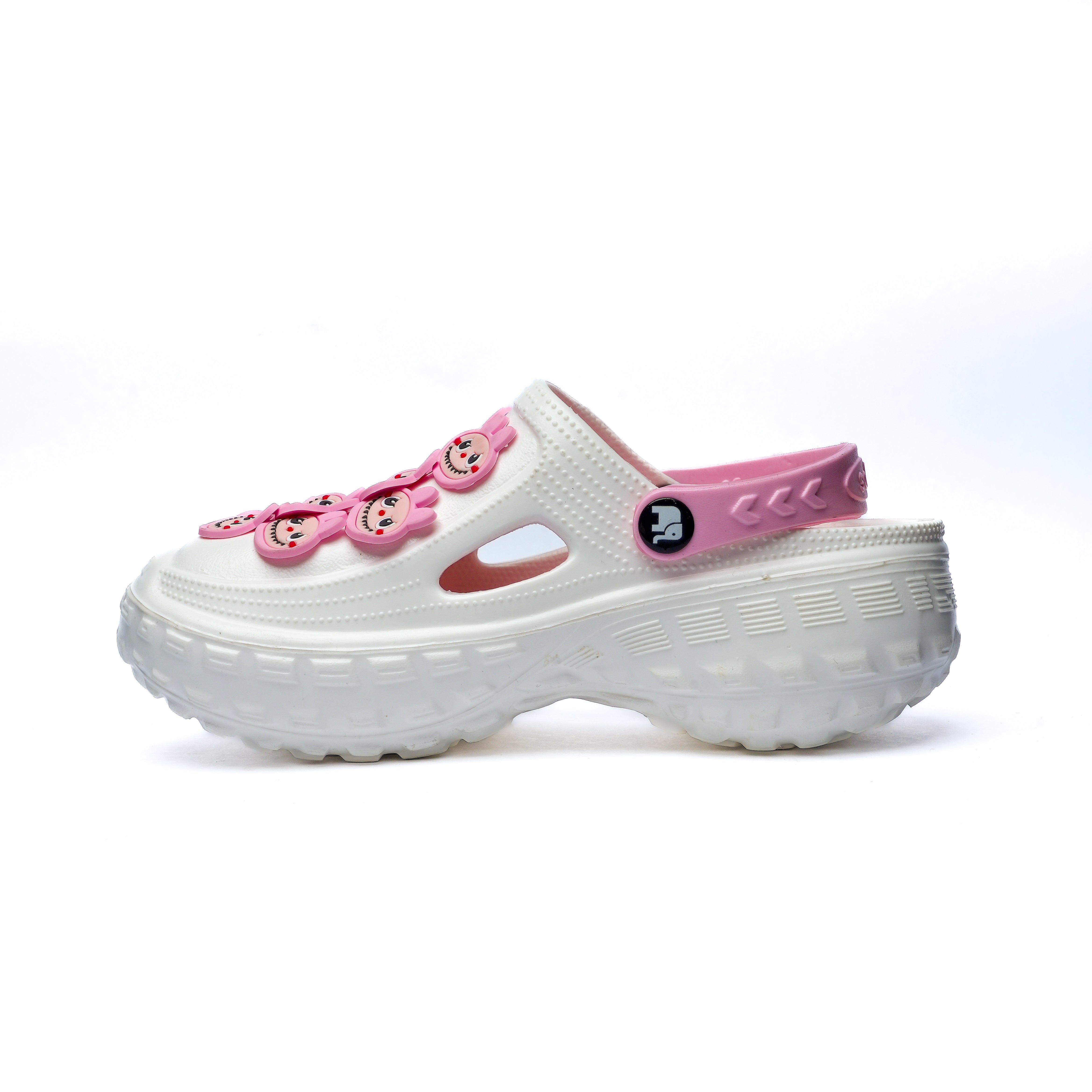 Sola Kids White Clogs with Labubu Bunny Charms Lightweight Comfortable Slip-On Sandals