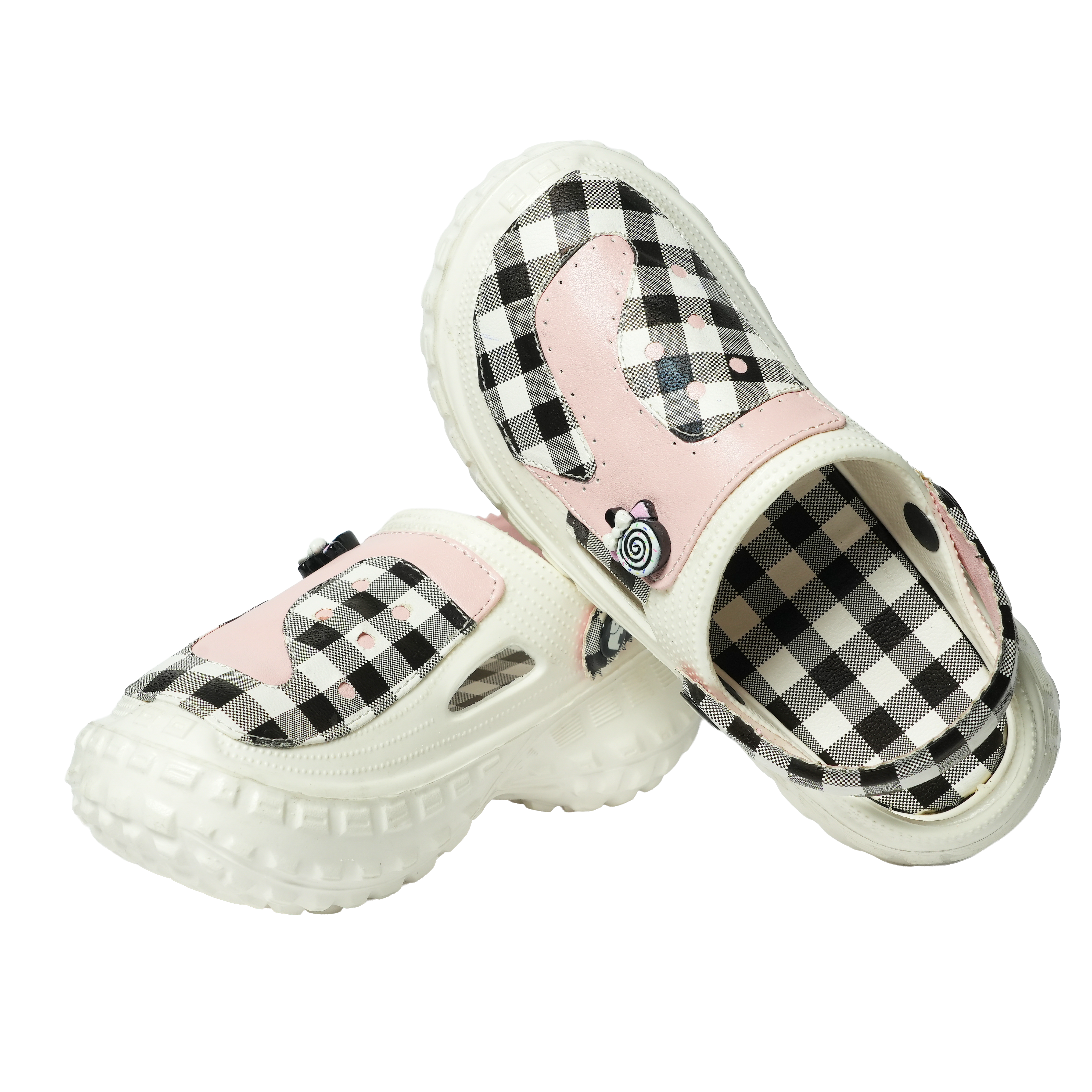 SOLA Women’s Checkered Clogs – Lightweight Comfortable Slip-On