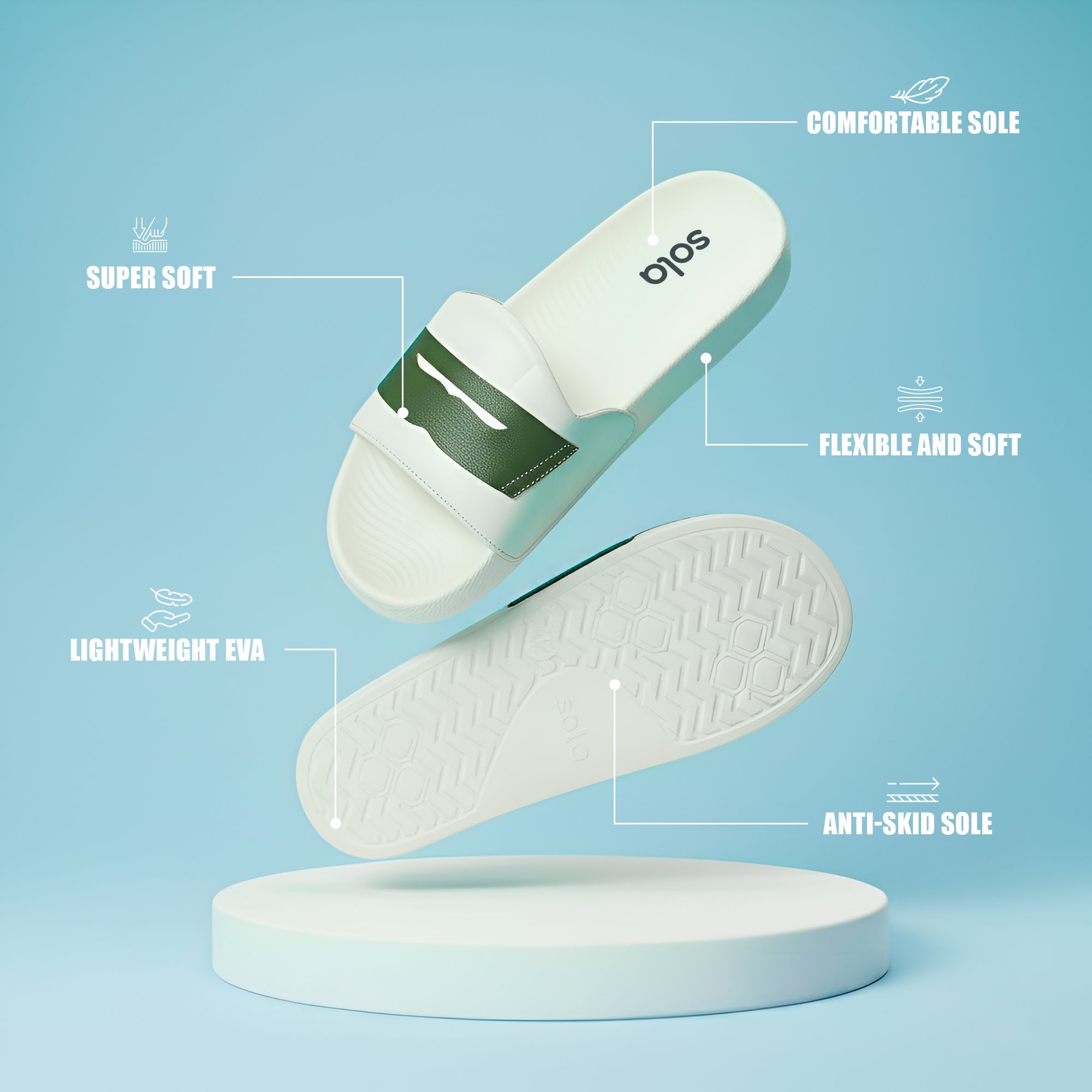 SOLA Men’s Printed Comfort Slides – Lightweight EVA Slippers for Daily Wear