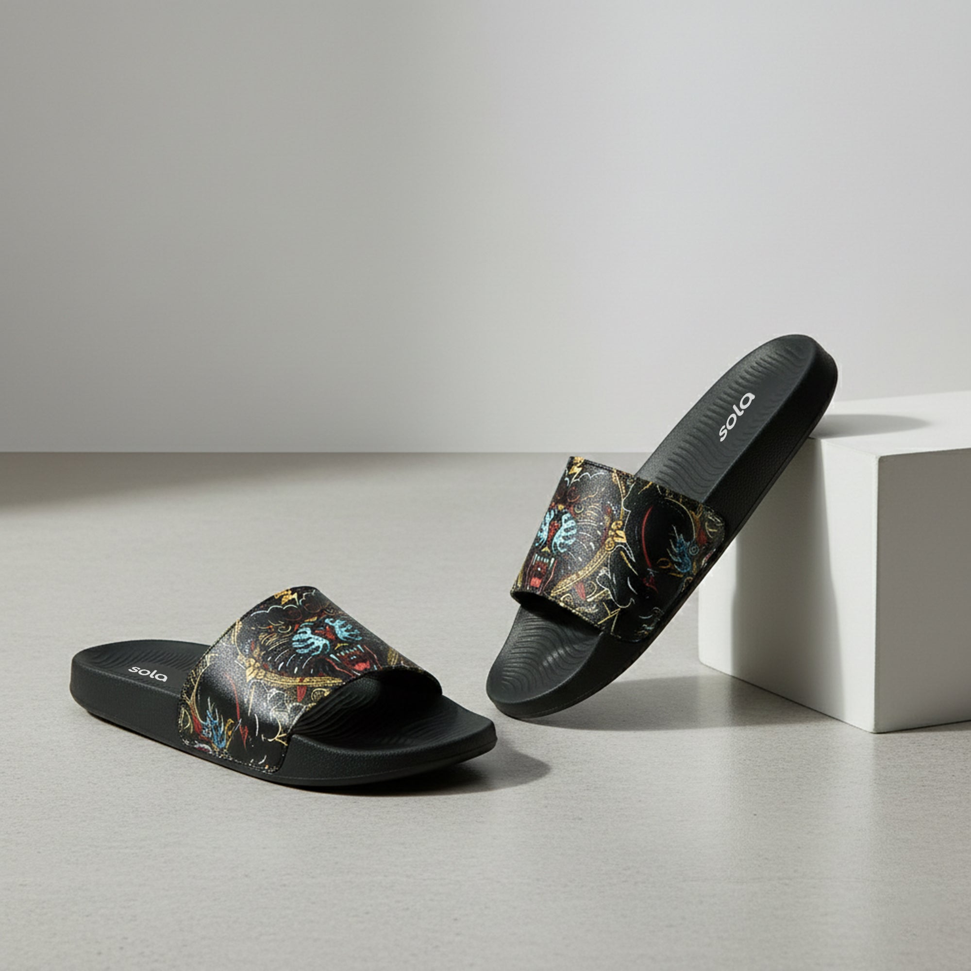 SOLA Men’s Printed Comfort Slides – Lightweight EVA Slippers for Daily Wear