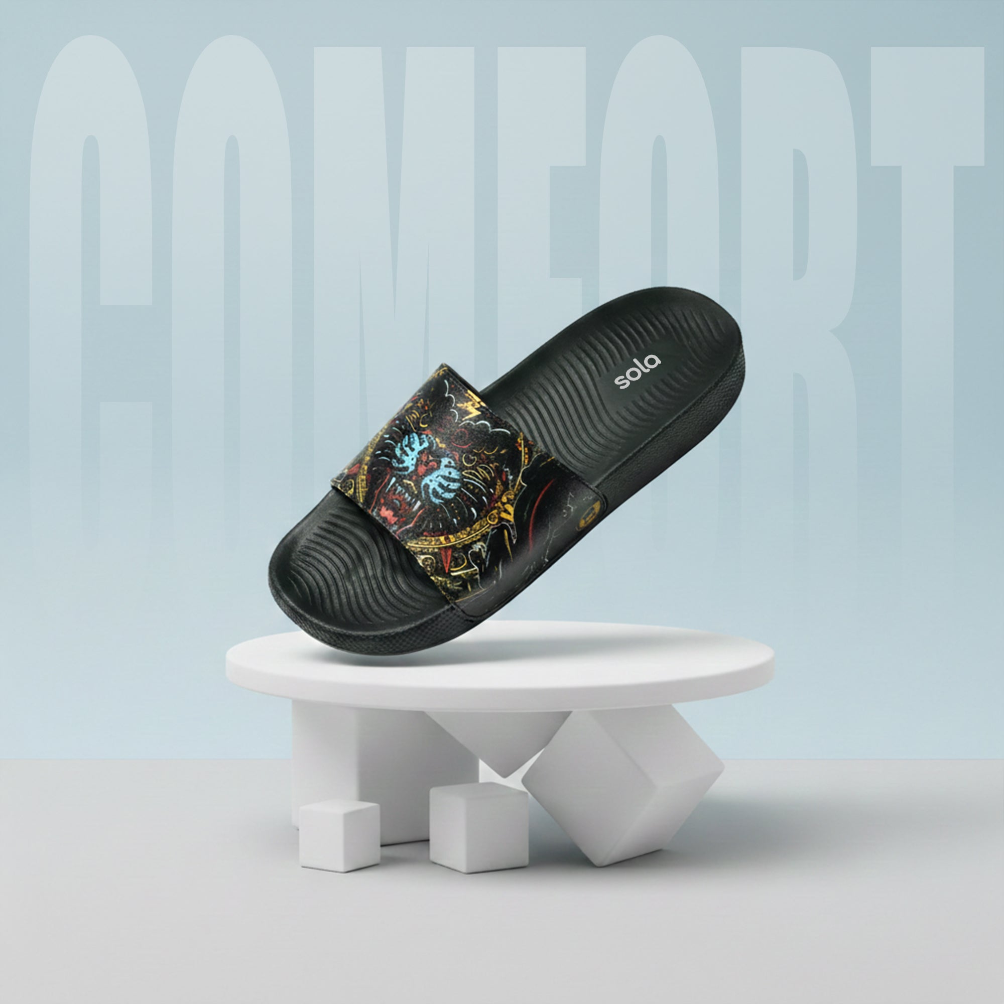 SOLA Men’s Printed Comfort Slides – Lightweight EVA Slippers for Daily Wear