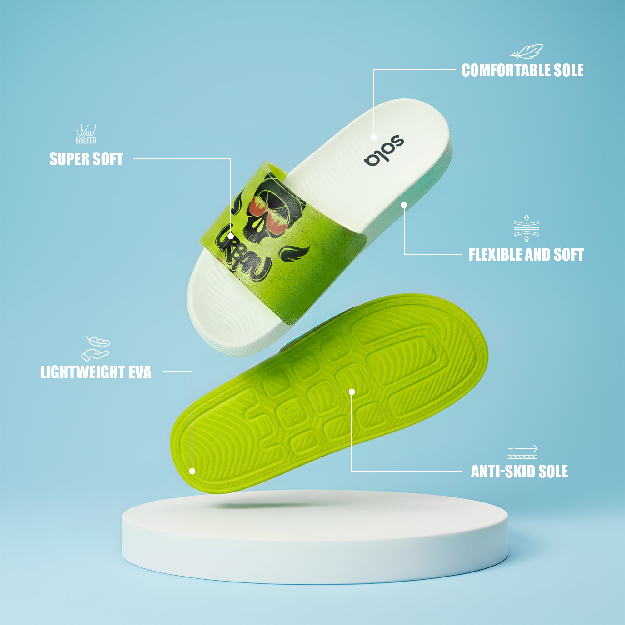 SOLA Men’s Printed Comfort Slides – Lightweight EVA Slippers for Daily Wear