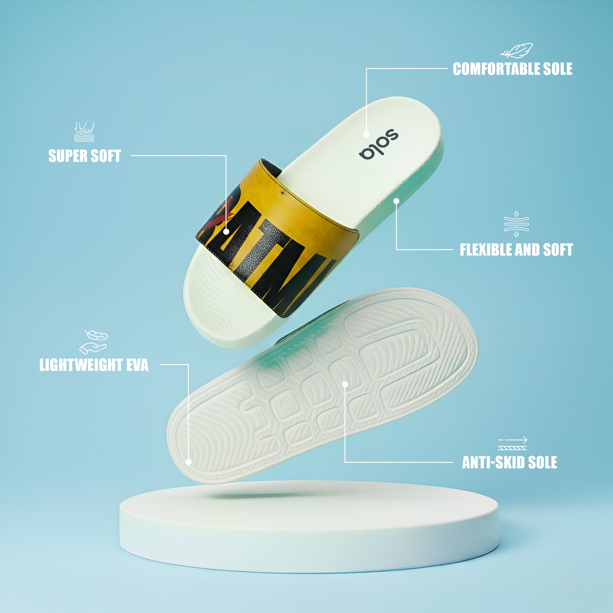 SOLA Men’s Printed Comfort Slides – Lightweight EVA Slippers for Daily Wear