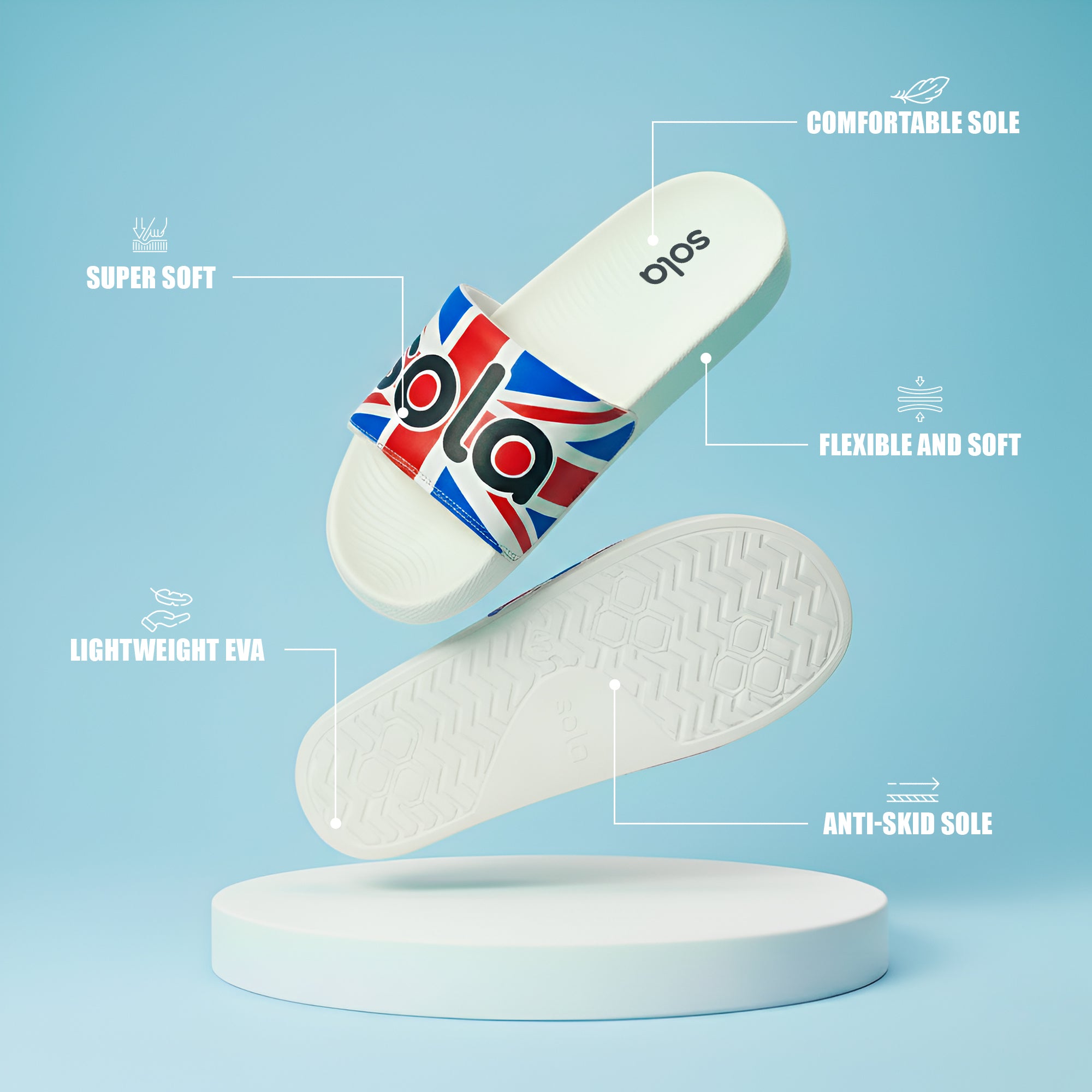 SOLA Men’s Printed Comfort Slides – Lightweight EVA Slippers for Daily Wear