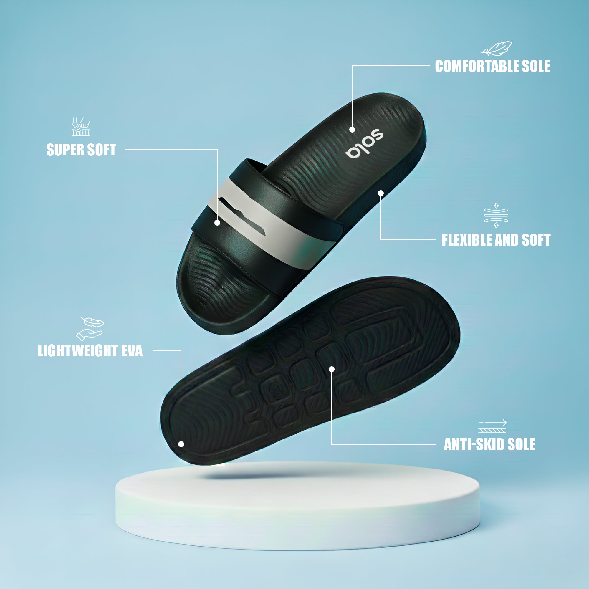 SOLA Men’s Printed Comfort Slides – Lightweight EVA Slippers for Daily Wear