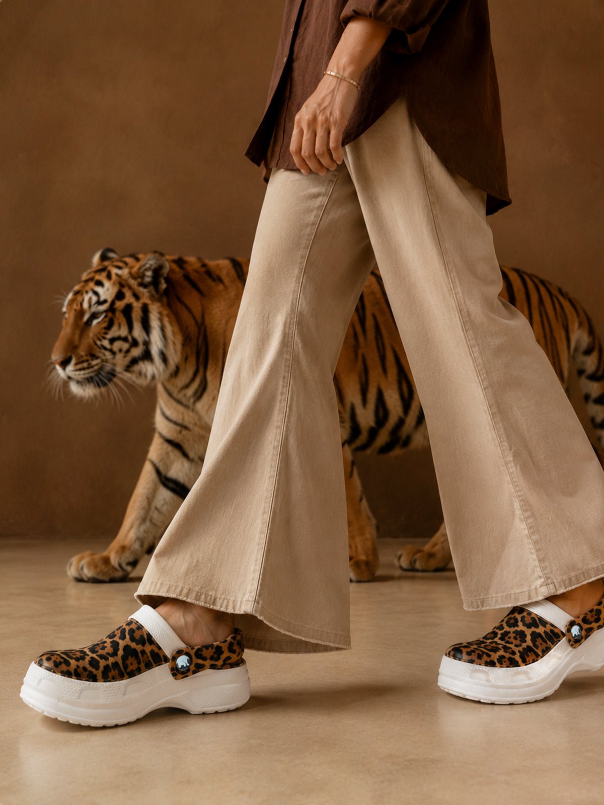 Leopard Print Clogs for Women | Stylish Slip-On Casual Shoes with Animal Print Design - Solaworld.in