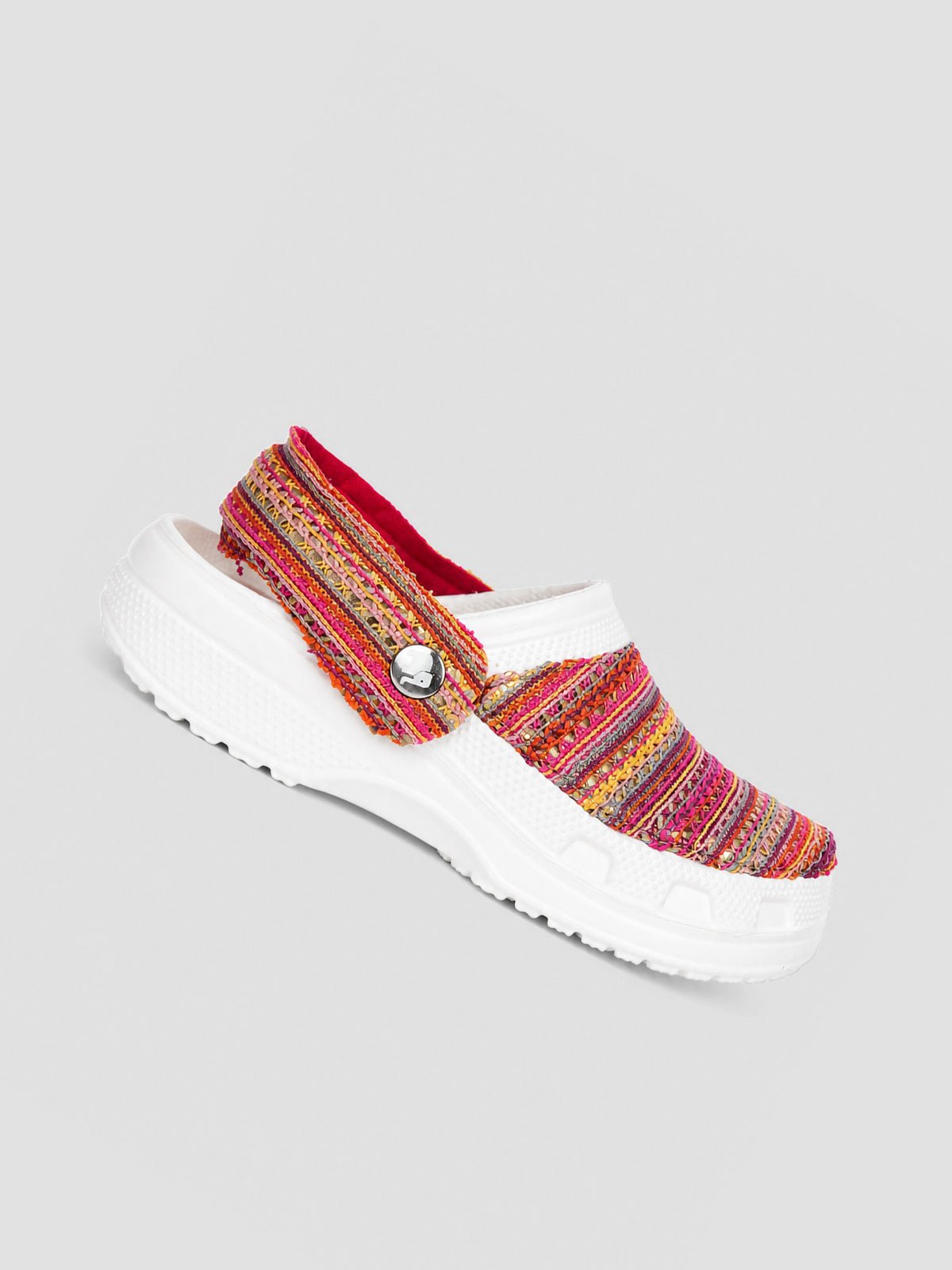 Multicolor Woven Clogs for Women | Stylish Slip-On Casual Shoes with Textured Fabric Design - Solaworld.in