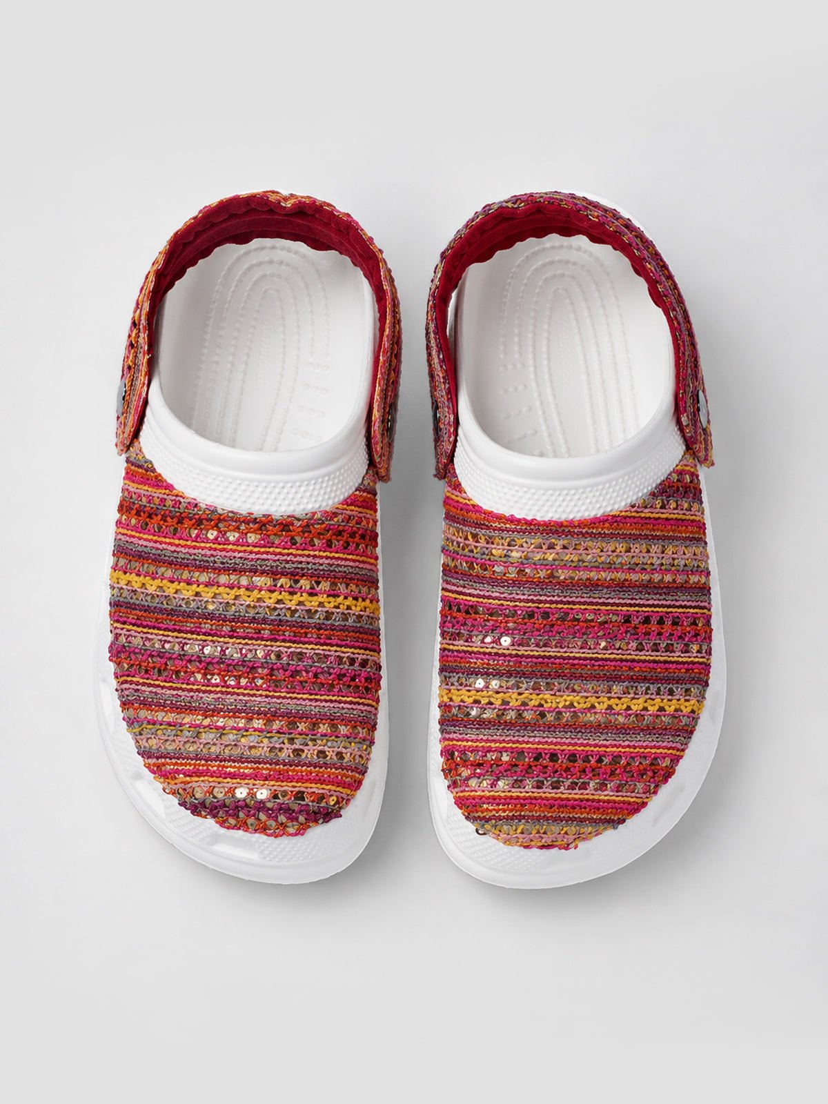 Multicolor Woven Clogs for Women | Stylish Slip-On Casual Shoes with Textured Fabric Design - Solaworld.in